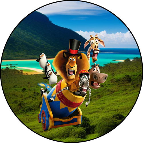 Opłatek na tort Król Lew Madagaskar Pingwiny Żyrafa Zwierzęta Tekst Gratis na Arena.pl