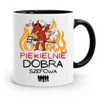 Kubek Czarny Prezent Piekielnie Dobra Szefowa Z Nadrukiem Ze Zdjęciem