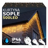 SOPLE 500LED 21m KURTYNA LAMPKI ZEWNĘTRZNE IP44- Białe CIEPŁE Światło STAŁE