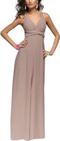 Sukienka wieczorowa długa maxi wiązana infinity dla druhny beżowa S