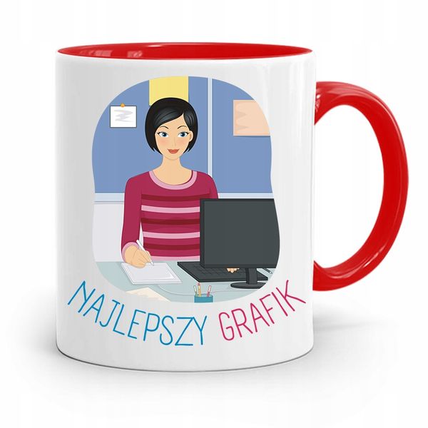 Kubek Czerwony Prezent Dla Najlepszego Grafika Z Nadrukiem Ze Zdjęciem zdjęcie 1