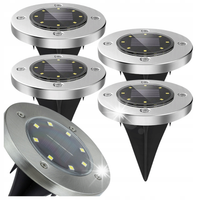 LAMPA SOLARNA WBIJANA OGRODOWA NAJAZDOWA LED GRUNTOWA SREBRNA ZESTAW 4 SZT