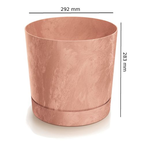 Gładka okrągła matowa doniczka z podstawką osłonka Beton terrakotta na Arena.pl
