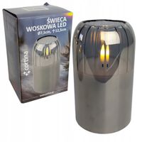 SZKLANA ŚWIECA WOSKOWA LED 12,5CM OZDOBA ŚWIECZKA Z EFEKTEM PŁOMIENIA R6