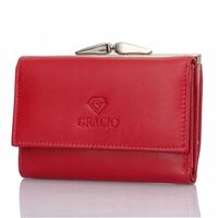 Portfel Damski Skórzany Czerwony Na Bigiel + Zamek ANTYKRADZIEŻOWY Gracio