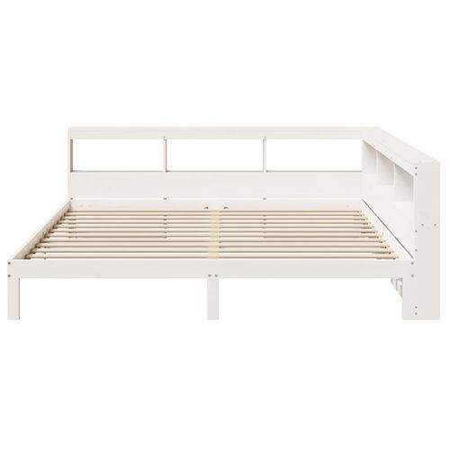 Łóżko z regałem, bez materaca, białe, 200x200 cm, sosnowe na Arena.pl