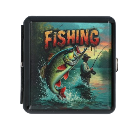 Metalowa Papierośnica z Nadrukiem Dynamicznej Akcji Łowienia Ryby Gentelo na Arena.pl