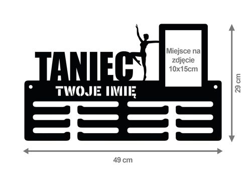 Wieszak na medale TANIEC ramka na zdjęcie, dowolny tekst  244.1 na Arena.pl