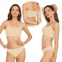 Gatta bezszwowy Top cienkie ramiączka, natural, M