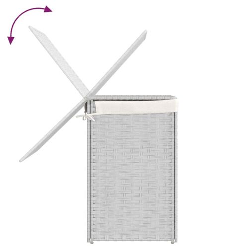 Kosz na pranie z 2 komorami, biały, 53x35x57 cm, polirattan na Arena.pl