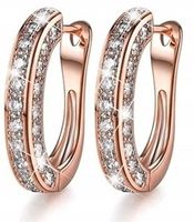 16 0049 Kolczyki Bigle Angielskie ROSEGOLD Kamień Cyrkonia