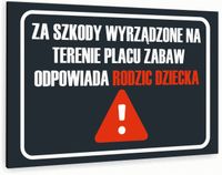 Tabliczka znak informacyjny 30x20 Antracyt ODPOWIEDZIALNOŚĆ ZA SZKODY