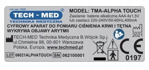 CYFROWY CIŚNIENIOMIERZ TECH-MED TMA-ALPHA TOUCH na Arena.pl