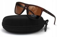 OKULARY POLARYZACYJNE MĘSKIE UV 400 SPORTOWE BRĄZOWE ETUI