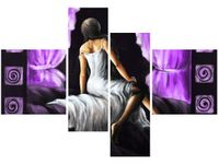 130CM 90 OBRAZ 4 ELEM PIĘKNA DZIEWCZYNA FIOLECIE ŚCIENNY