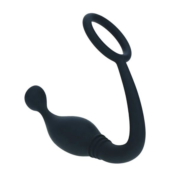 Silicone Cockring With Prostate Stimulator - S - Black zdjęcie 4