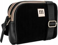 MONNARI Torebka Damska na Ramię Listonoszka CZARNA ZAMSZ Regulowany Pasek