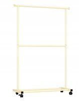 WIESZAK NA UBRANIA STOJĄCY PODWÓJNY NA KÓŁKACH 182x40x100cm KREMOWY BEŻOWY