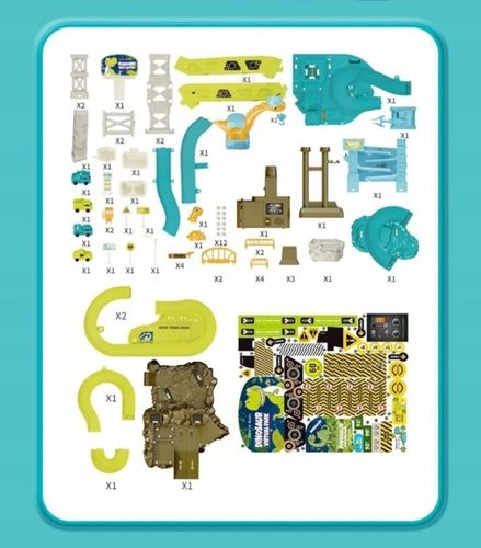MEGA TOR SAMOCHODOWY PARKING POCIĄG DŹWIG KOLEJKA STACJA TUNEL DINOZAUR REX na Arena.pl