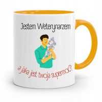 Kubek Żółty Dla Weterynarza Jestem Weterynarzem Z Nadrukiem Ze Zdjęciem