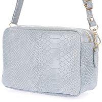 Błękitna Skórzana Listonoszka Damska Włoska Croco Kuferek Beltimore P12