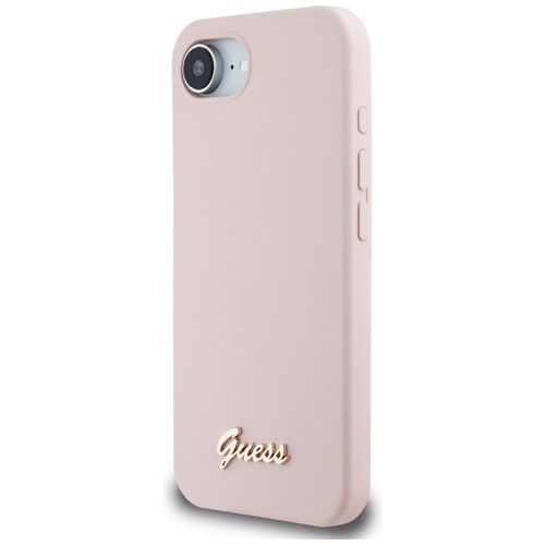 Etui Guess Silicone Script Metal Logo MagSafe do iPhone 16e różowy na Arena.pl