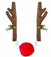 ŚWIĄTECZNA DEKORACJA NA SAMOCHÓD ROGI I NOS RENIFERA