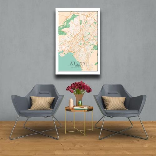 Ateny mapa kolorowa - obraz na płótnie 61x91,5 cm na Arena.pl