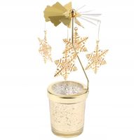 ŚWIECZNIK OBROTOWY ŚWIĄTECZNY OZDOBNY DONICZKA OZDOBA GWIAZDKI ZŁOTY AG712