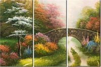 60 90CM OBRAZ 3 ELEM KLIMATYCZNY ZAKĄTEK DRUK PŁÓTNO RAMA