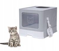 KUWETA DLA KOTA ZAMKNIĘTA KRYTA SZARA DUŻA Z SZUFLADĄ + ŁOPATKA DO ŻWIRKU