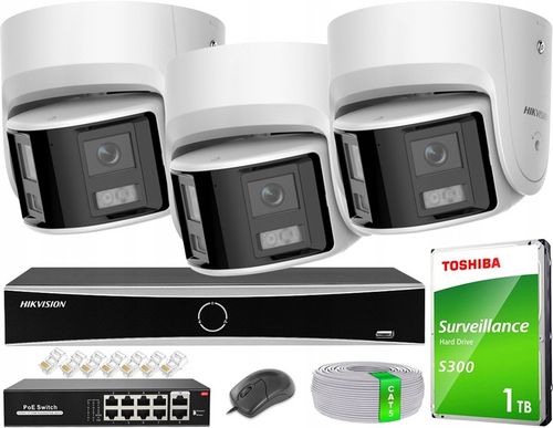 Zestaw Monitoringu 8MPx Hikvision Acusense 3x DS-2CD2346G2P-ISU/SL Panorama na Arena.pl