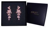 Kolczyki slubne rose gold DŁUGIE wiszące błyszczą LISTKI KOKONET 8-0484
