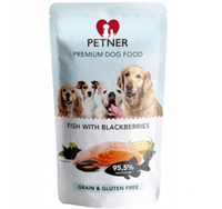 PETNER mokra karma psa RYBA Z JEŻYNAMI 95% mięso podroby saszetka 470g