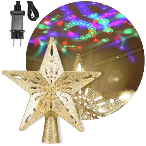 ŚWIECĄCA GWIAZDA OZDOBA NA CHOINKĘ LED Z PROJEKTOREM CZUBEK ZŁOTA NA PRĄD na Arena.pl