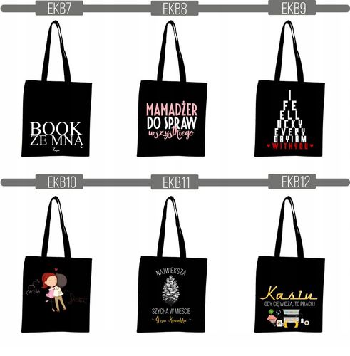 EKO TORBA czarna super nadruk Twój napis TANIO na Arena.pl