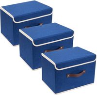 Składany Organizer do Przechowywania z Pokrywką Granatowy 3szt 38x25x25cm