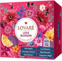 ZESTAW HERBAT LOVARE LOVE BLOSSOM 90torebek 6 smaków PREZENT