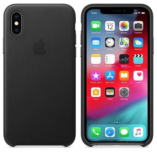 Etui skórzane iPhone XS - czarne na Arena.pl