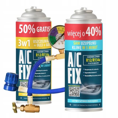 A/C Fix 3w1 Uszczelniacz 50% +Gaz R134a 40% +MANOMETR 1994-2016 XXL na Arena.pl
