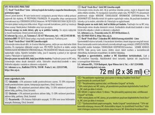 duck fresh discs lime - żelowy krążek do toalety 72ml (2 x 36ml) na Arena.pl