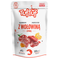 MOKRA KARMA DLA PSA TufTuf SASZETKA MIELONKA WOŁOWINA DYNIA 500G