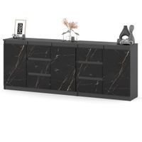 Komoda Do Salonu Duża 6 Szuflad 200cm Nowoczesna Szafka Szary San Sebastian