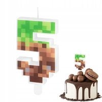 ŚWIECZKA URODZINOWA CYFERKA 5 Z MOTYWEM MINECRAFT KLOCKI CYFRA NA IMPREZĘ