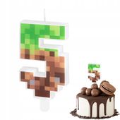 ŚWIECZKA URODZINOWA CYFERKA 5 Z MOTYWEM MINECRAFT KLOCKI CYFRA NA IMPREZĘ