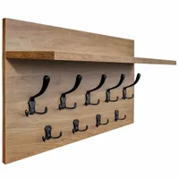 WIESZAK ŚCIENNY PANELOWY Z PÓŁKĄ LOFTOWY MOCNE HAKI 65X40CM ORZECH ZŁOTY