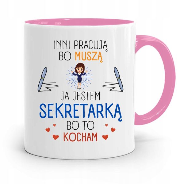 Kubek Różowy Prezent Dla Sekretarki Ja Jestem Z Nadrukiem Ze Zdjęciem zdjęcie 1