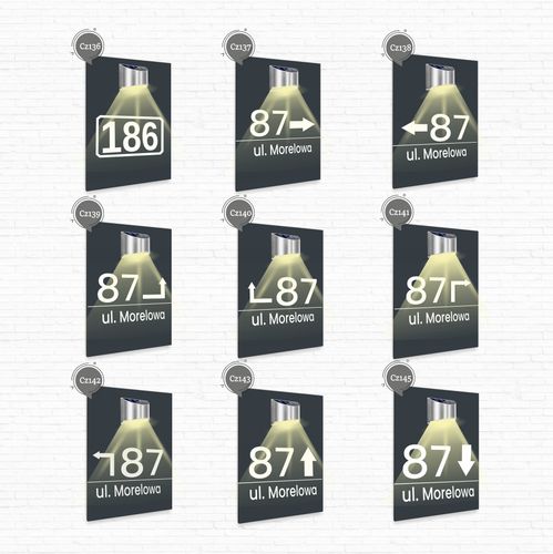 antracyt TABLICZKA lampka solarna ADRESOWA strzałka aluminiowa dibond 40x30 na Arena.pl