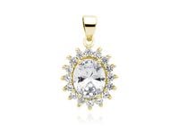 Pozłacany srebrny owalny wisior wisiorek cyrkonia białe cyrkonie srebro 925 Z0685C1G_W