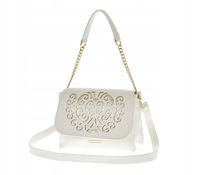 Laura Biaggi torebka listonoszka biały groszek ażurowy wzór klapka L325064